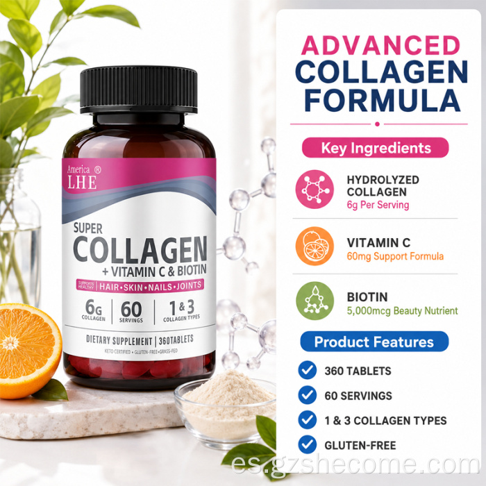 Shecome Super Collagen Tablets Piel Cabello Uñas Soporte